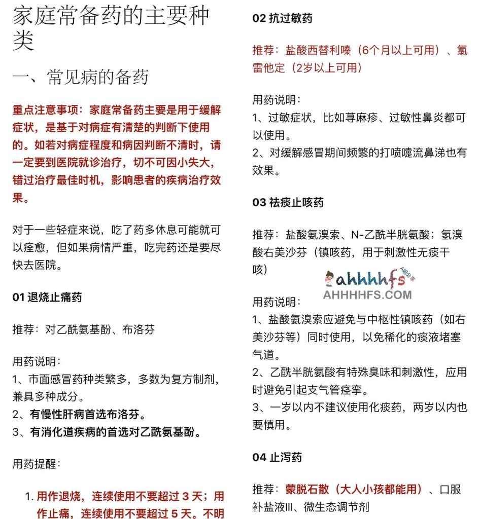 家庭常备药清单-YOUYOU资源网-精品资源共享网-软件资源-源码资源-教程资源丨YOUYOULL.COM