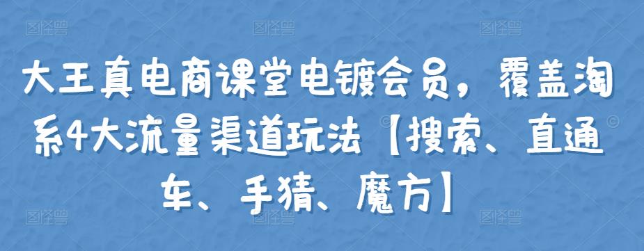 大王真电商课堂电镀会员，淘宝覆盖淘系4大流量渠道玩法【搜索、直通车、手猜、魔方】-YOUYOU资源网-精品资源共享网-软件资源-源码资源-教程资源丨YOUYOULL.COM